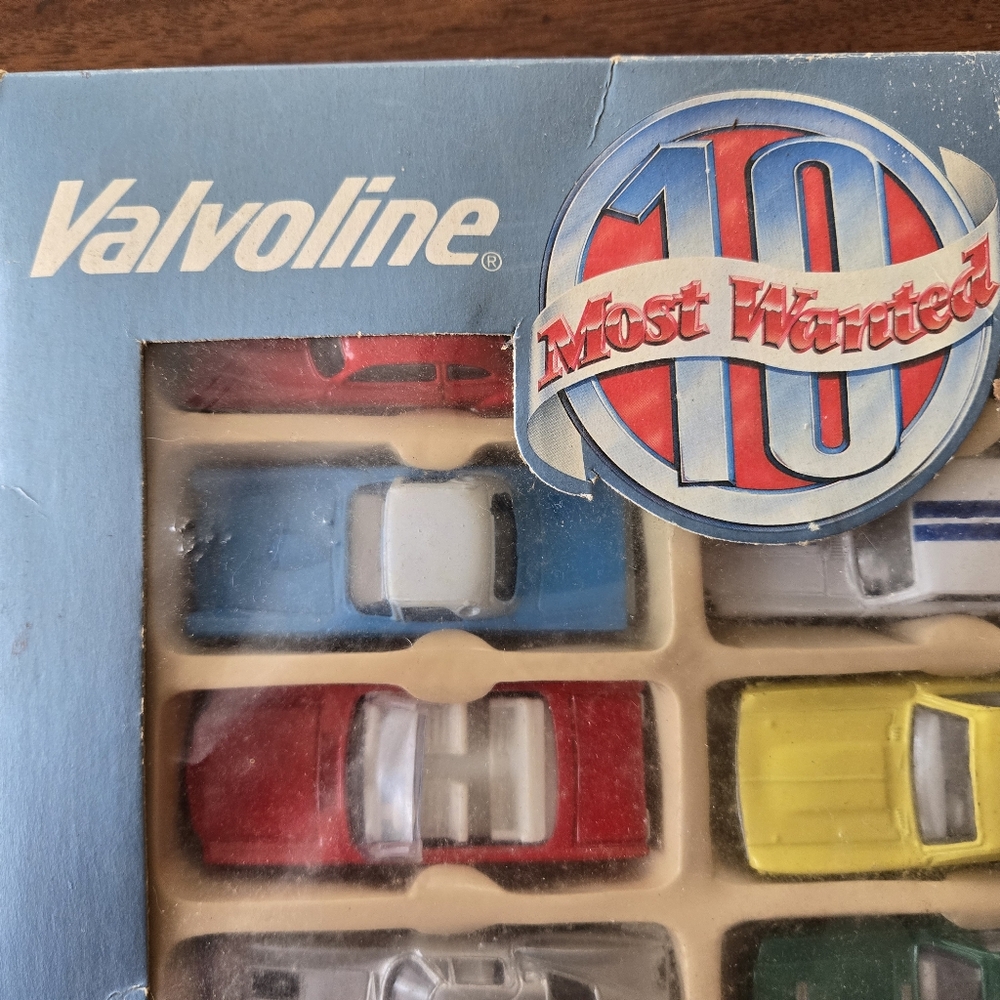 Valvoline Cars Most Wanted vintage match box cars? Box is beatup cars pristine - Picture 2 of 8